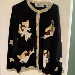 BellePointe Angels Black Cardigan with Gold Trim